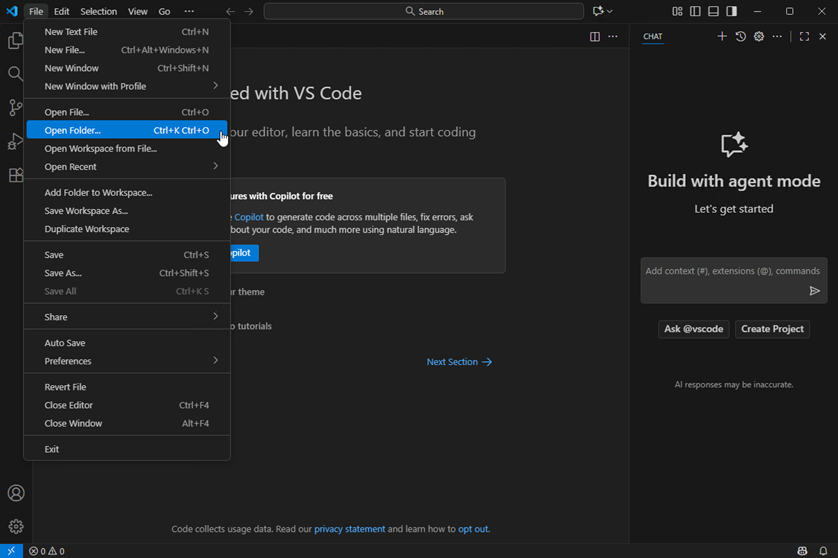VS Code Open Folder Visual Studio Code Open Folder