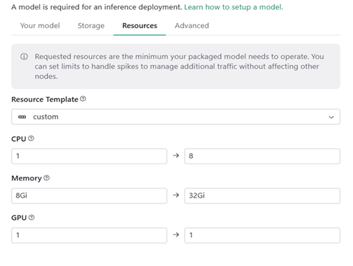 Packaged Model resource configuration Packaged Model resource configuration