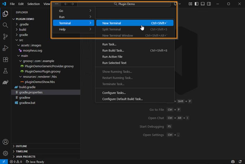 Open terminal Opening a terminal in Visual Studio Code