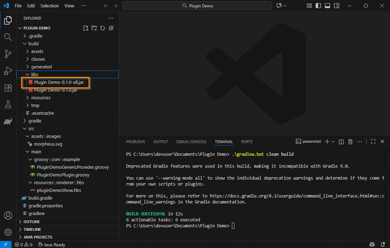 Browse to the jar file Browse to the generated jar file