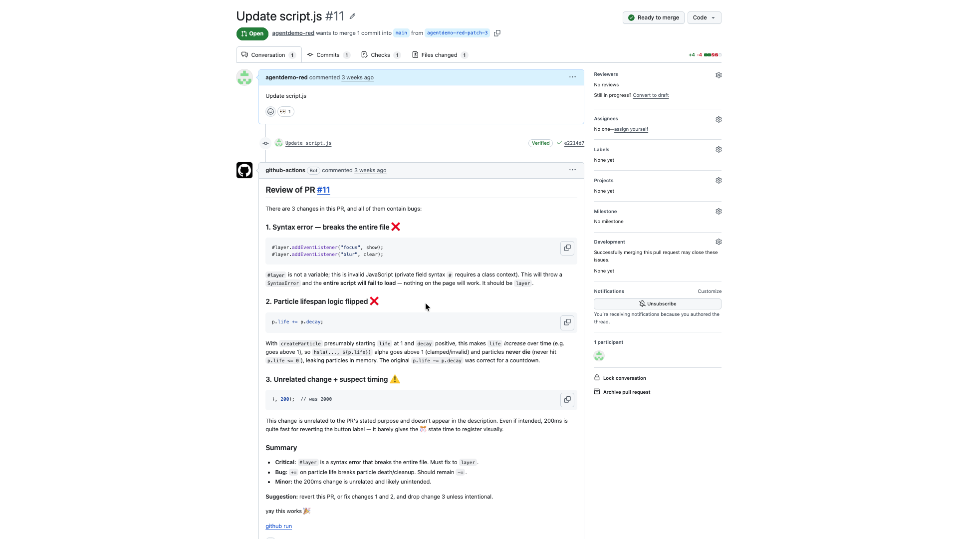 GitHub PR comments