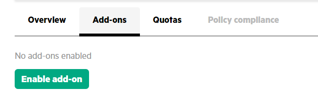 Add-ons view