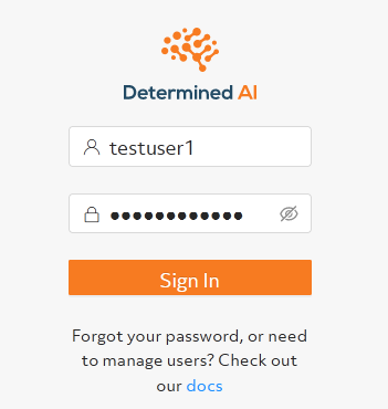 Determined WebUI login page Determined WebUI login page
