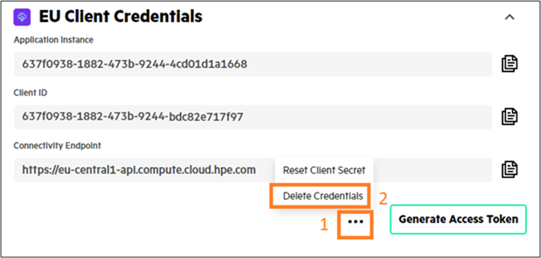 Delete GreenLake Client Credential Delete GreenLake Client Credential