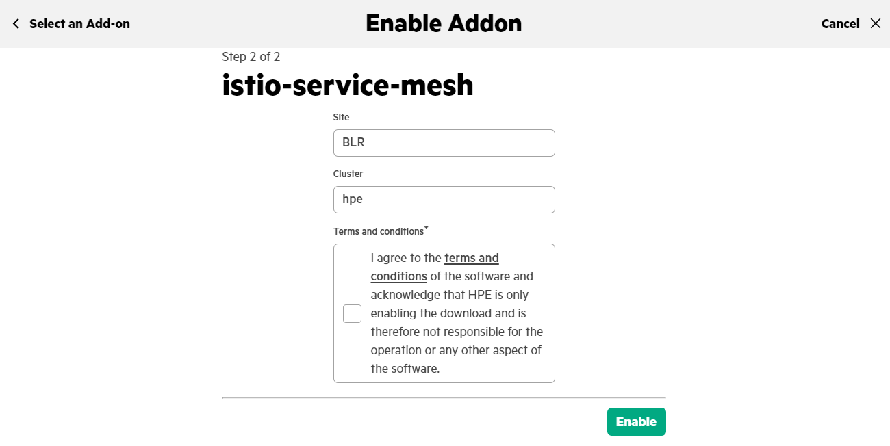 Selected Add-on Istio-service-mesh view