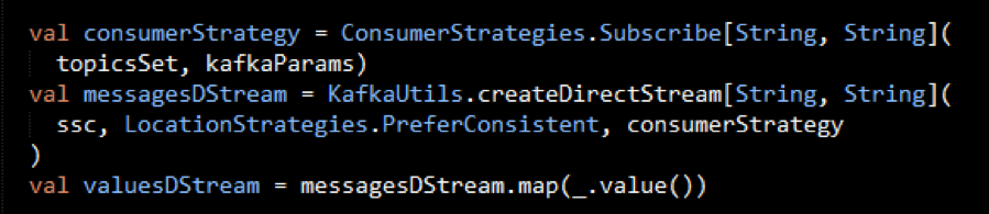KafkaUtils createDirectStream method