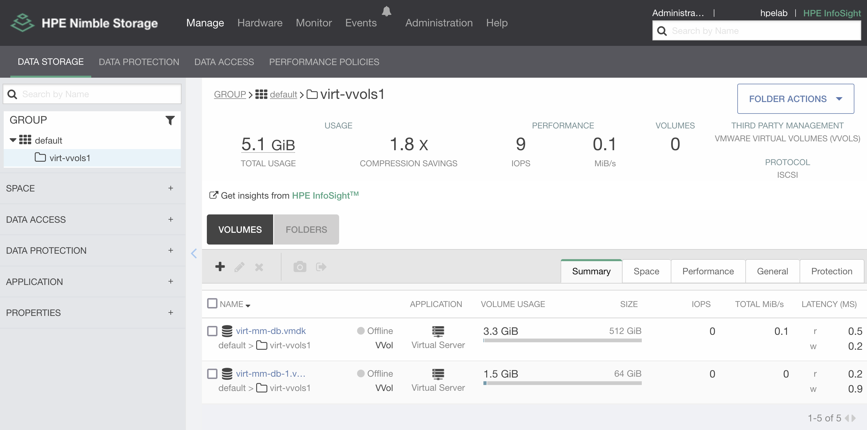 Offline HPE Storage Nimble volume