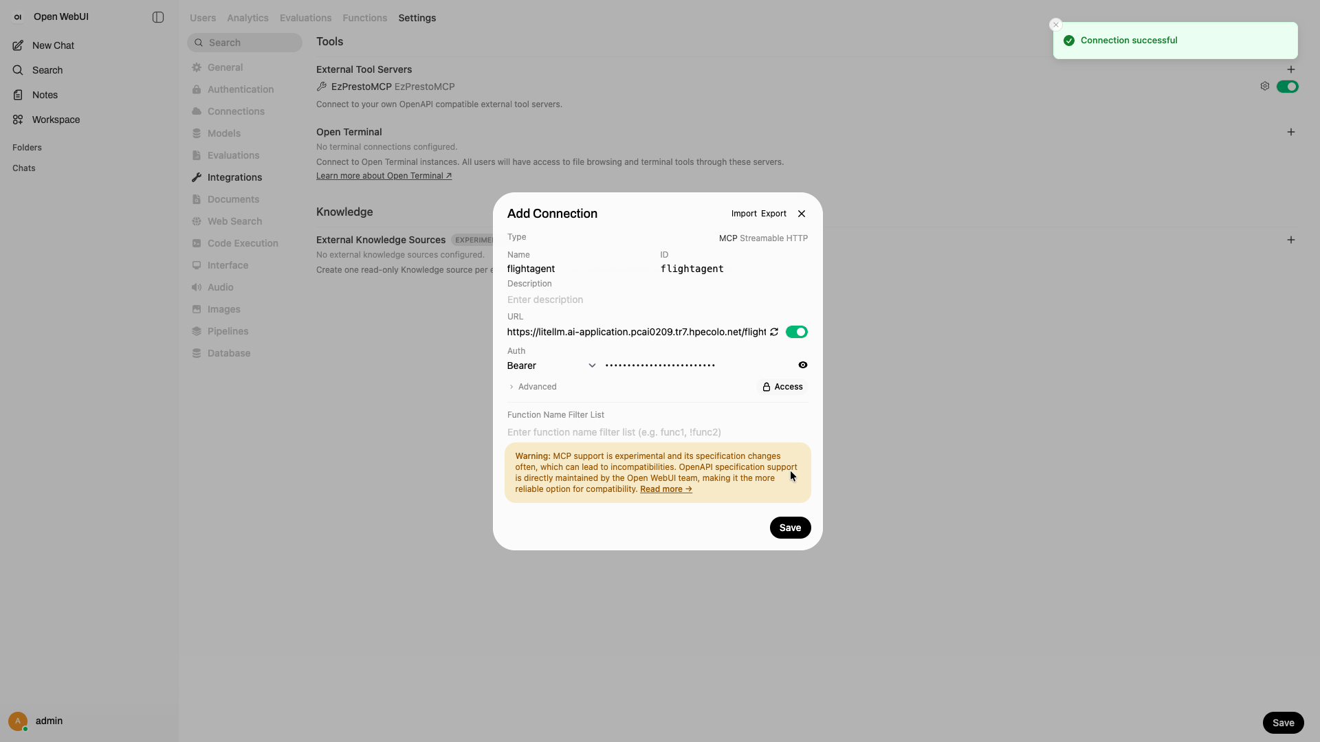 OpenWebUI Add MCP Connection